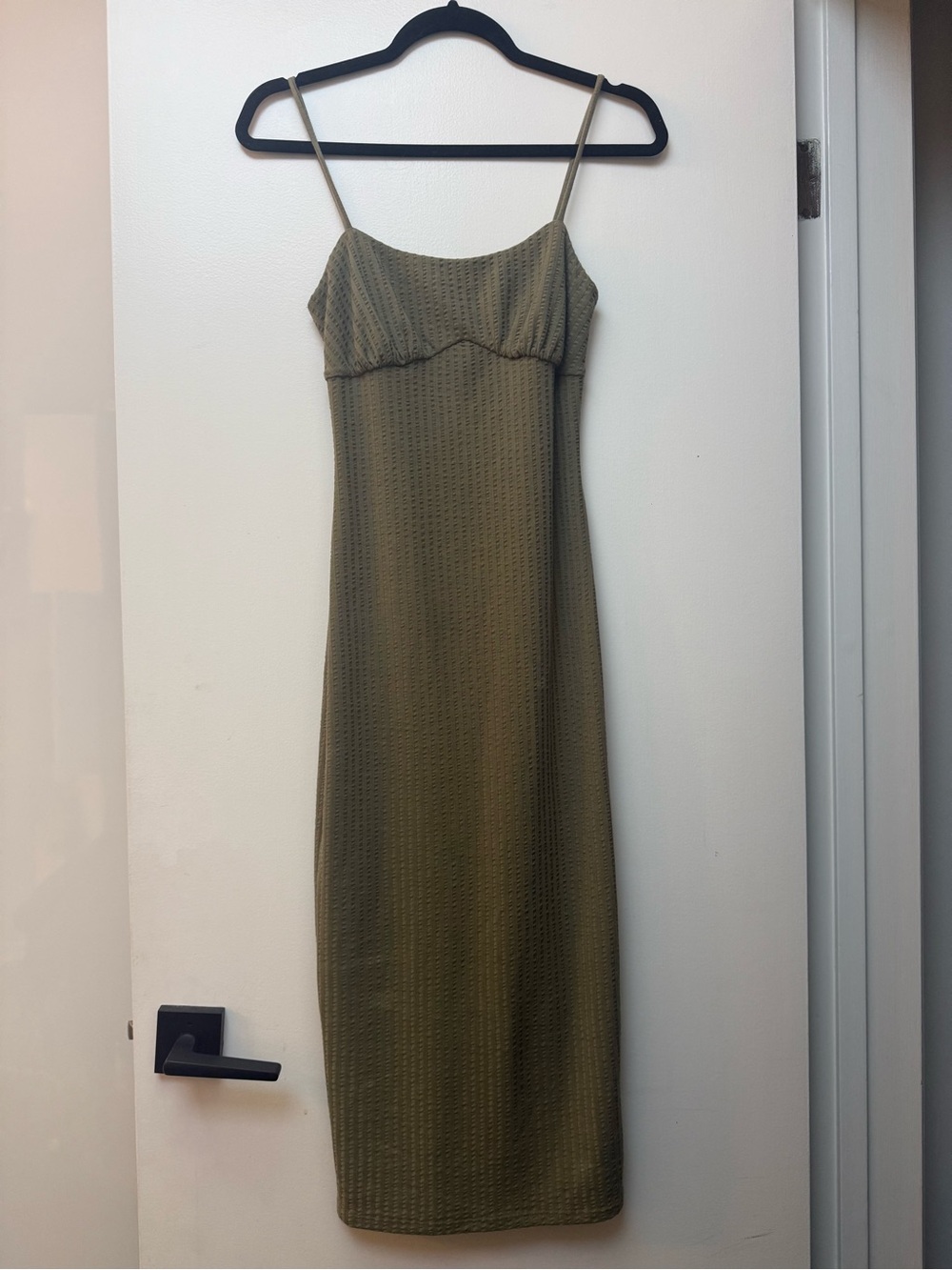 Camila Coelho Olive Green Spaghetti-Strap Midi Dress